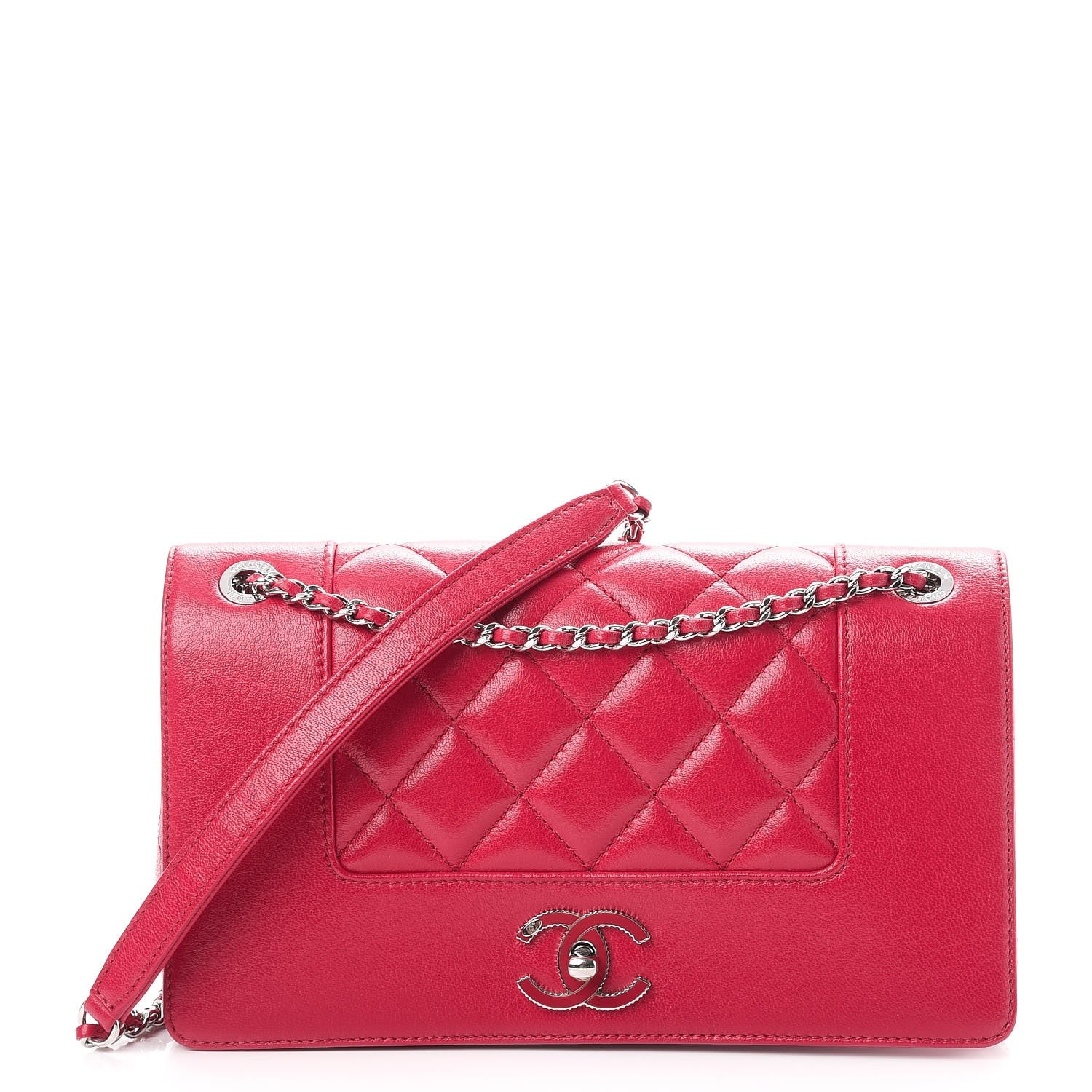 Chanel Iridescent Sheepskin Quilted Small Vintage Mademoiselle Flap Dark Pink 1 of 8