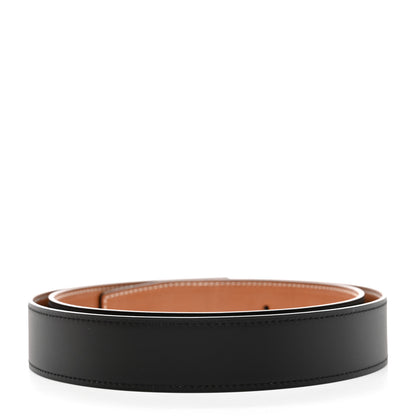 Hermes Tadelakt Barenia Box 32mm Belt Strap 95 38 Black Fauve 2 of 6