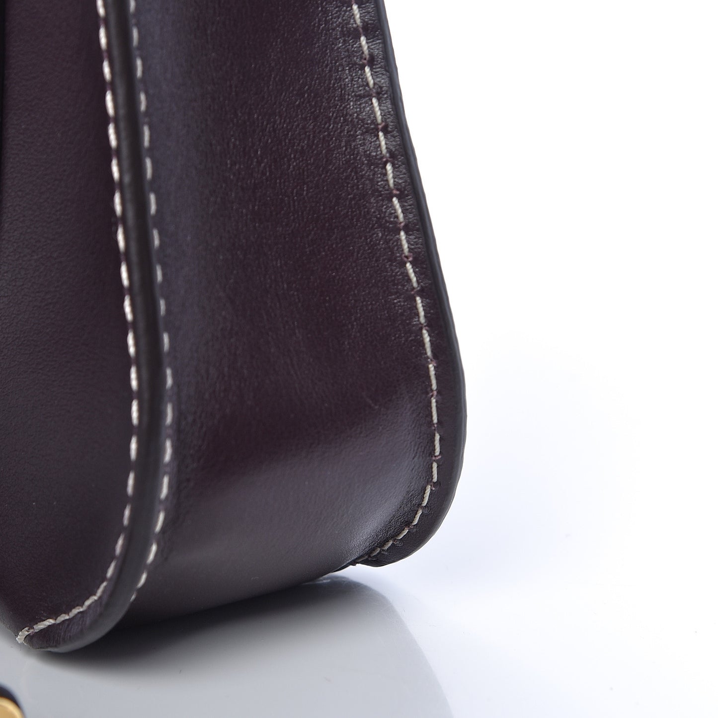 Shiny Calfskin Small Marcie Saddle Shoulder Bag Black Raisin