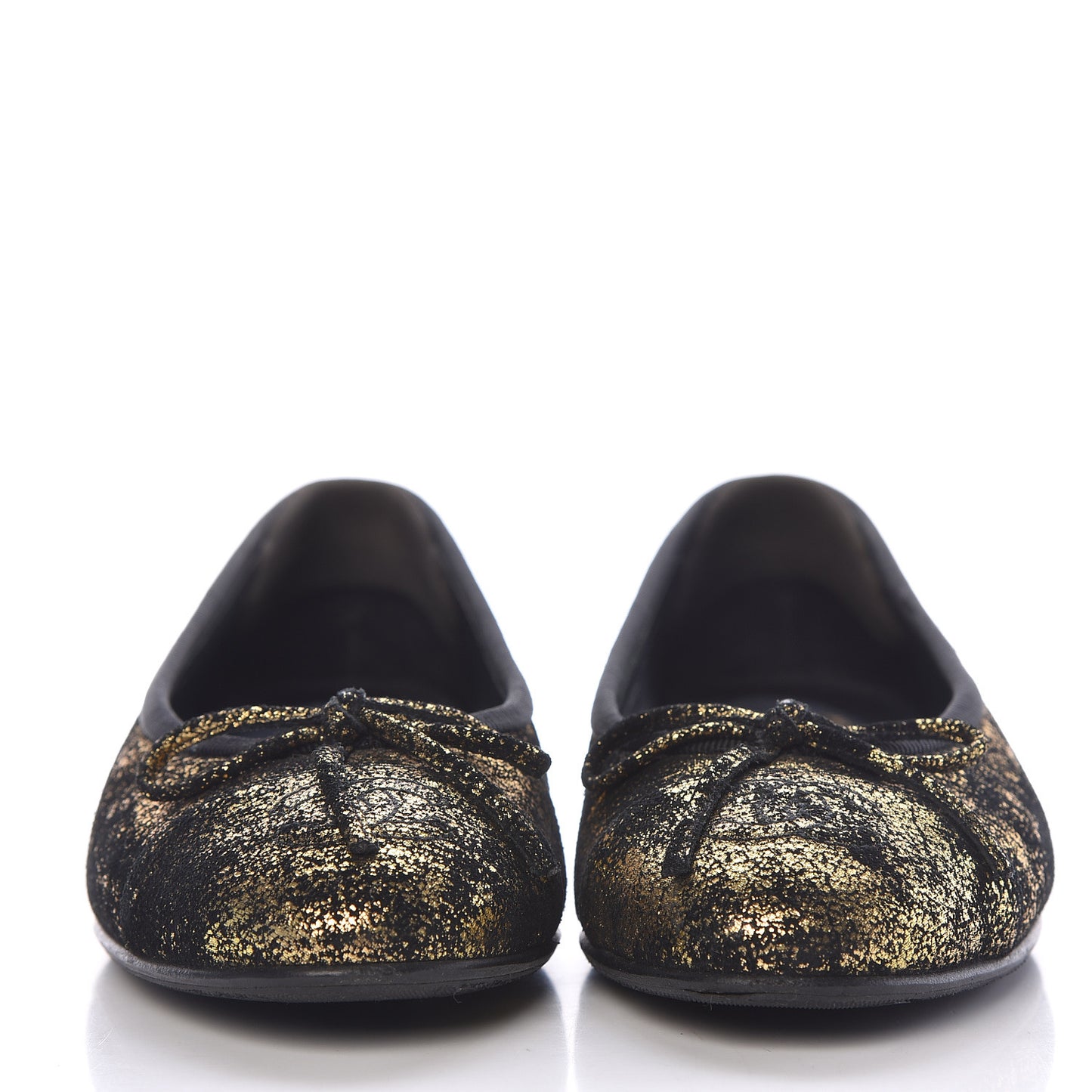 Laminated Suede Goatskin Cap Toe CC Ballerina Flats 35 Bronze
