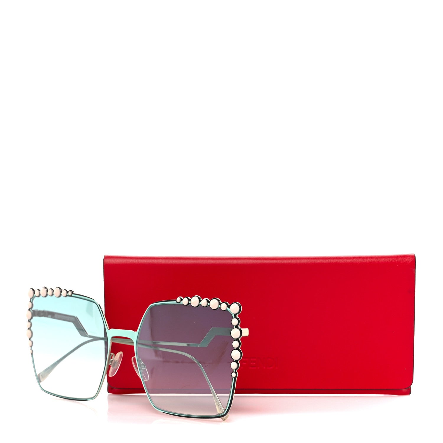Fendi Metal Dots Square Sunglasses FF 0259/S Green Palladium 8 of 8