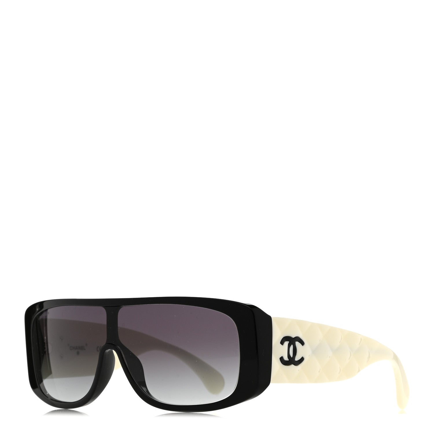 Chanel Acetate Shield Sunglasses 71466 White Black 1 of 9