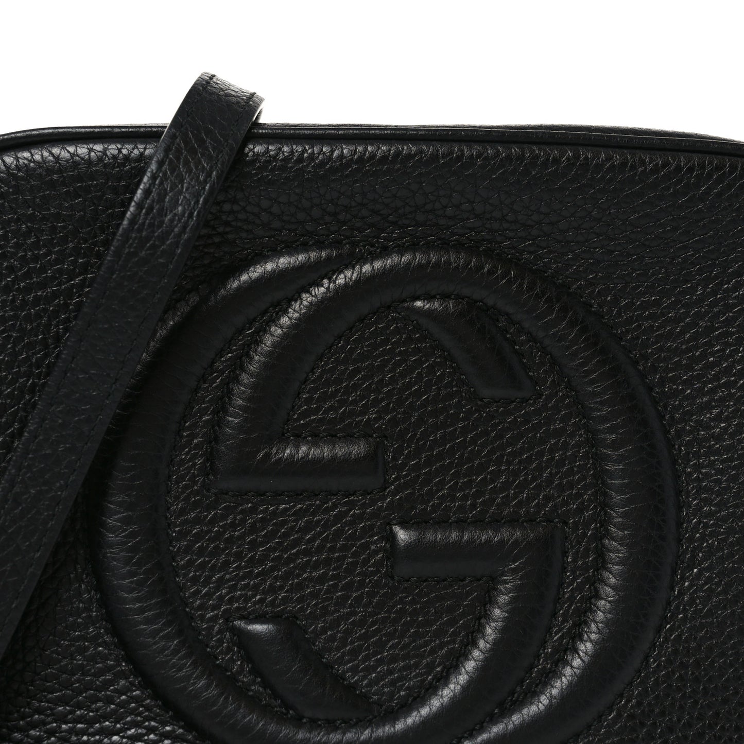 Pebbled Calfskin Small Soho Disco Bag Black