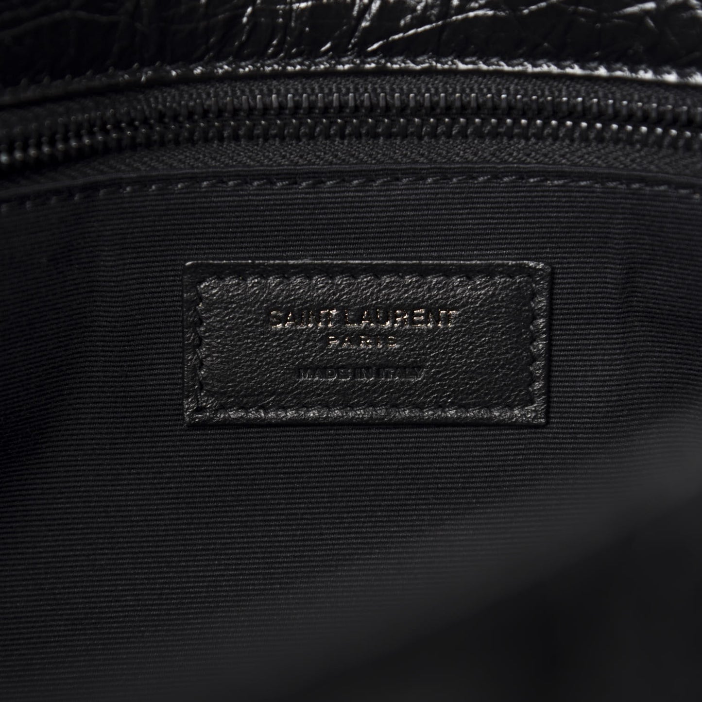 Crinkled Calfskin Matelasse Monogram Medium Niki Chain Satchel Black