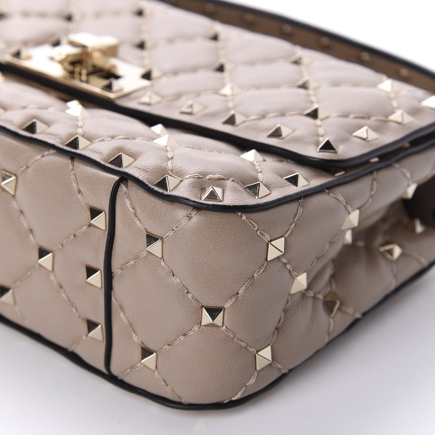 Nappa Small Rockstud Spike Shoulder Bag Poudre
