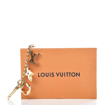 Louis Vuitton Brass Enamel Fleur De Monogram Bag Charm Chain Gold 4 of 4
