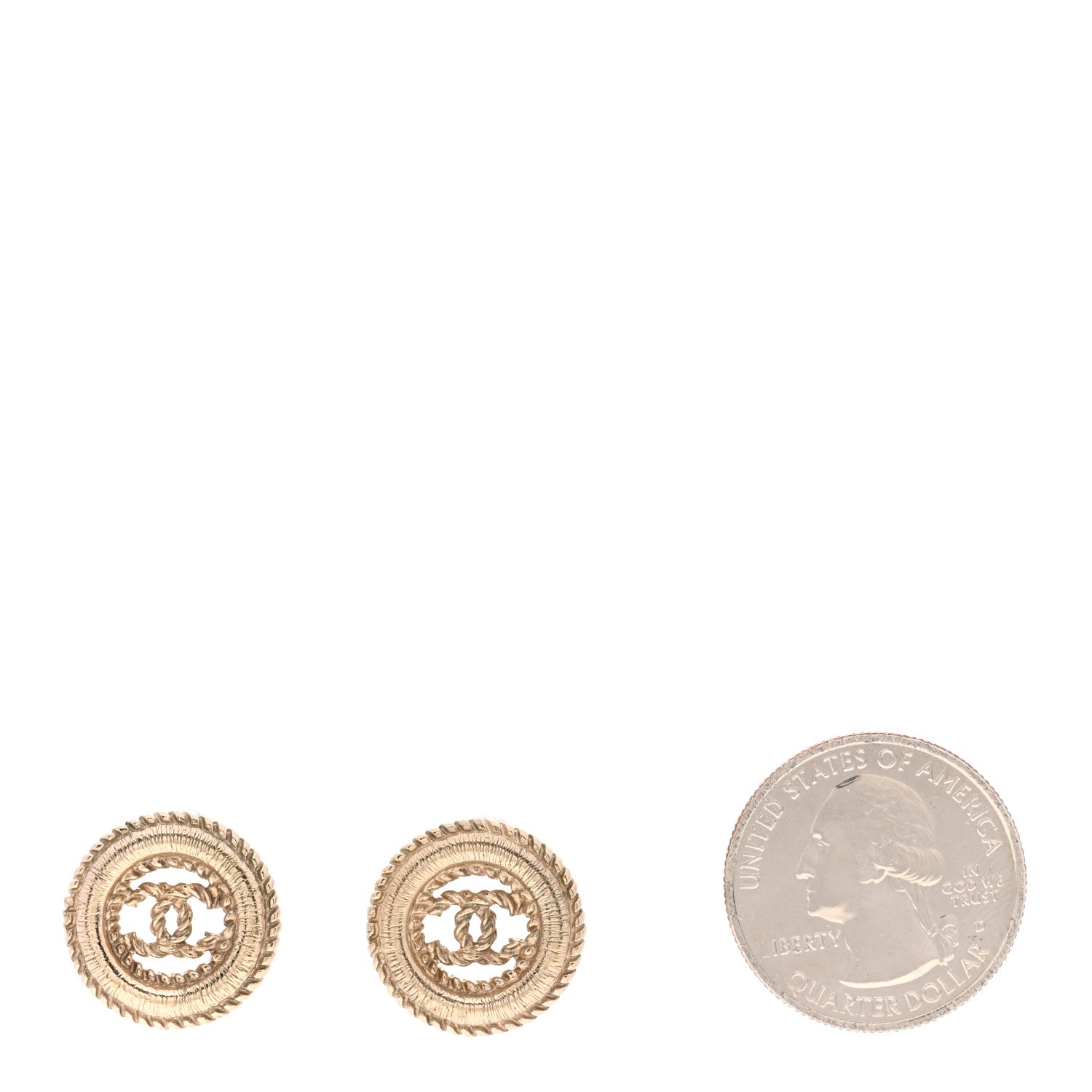 Chanel CC Round Earrings Gold 2 of 4