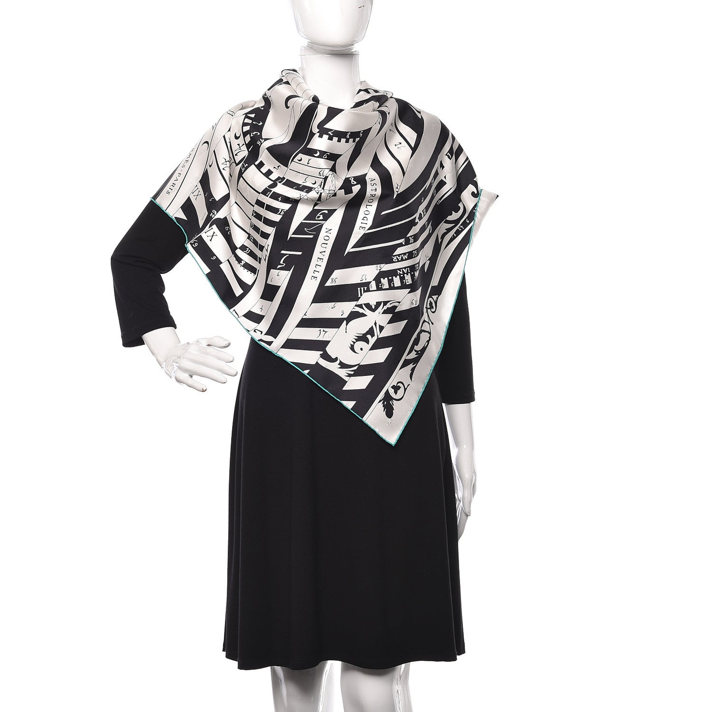 Silk Carre Astrologie Nouvelle Tattoo Scarf 90 Black White