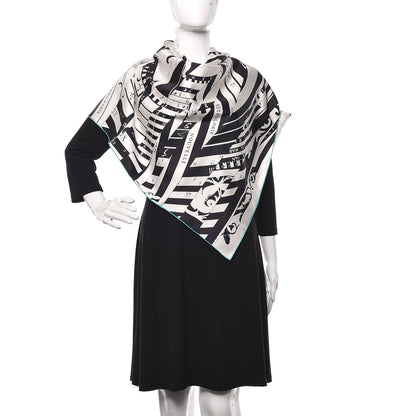 Hermes Silk Carre Astrologie Nouvelle Tattoo Scarf 90 Black White 2 of 6