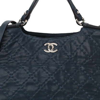 Chanel Iridescent Calfskin Quilted Small Sea Hit Tote Navy 8 of 13