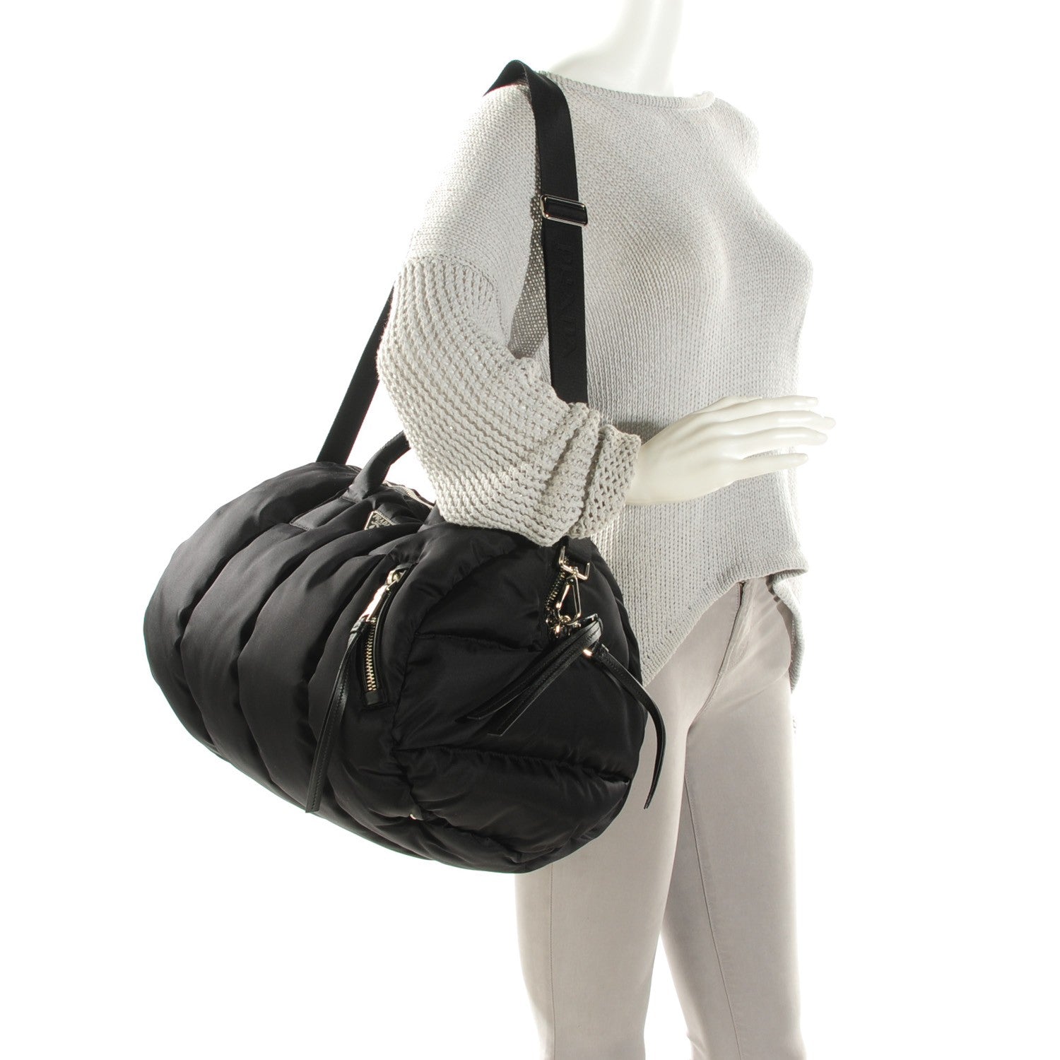 Prada Tessuto Nylon Duffel Bag Black 2 of 8