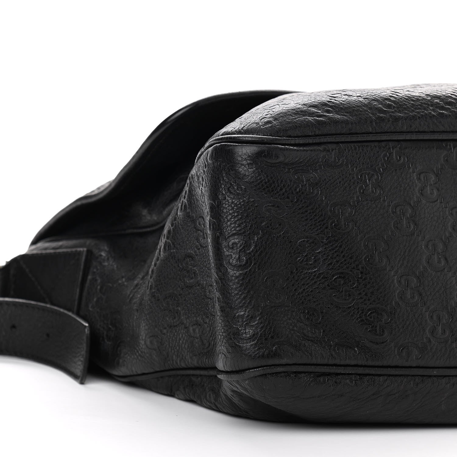 Gucci Guccissima Medium Flap Messenger Bag Black 5 of 12