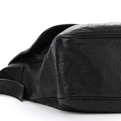 Gucci Guccissima Medium Flap Messenger Bag Black 5 of 12