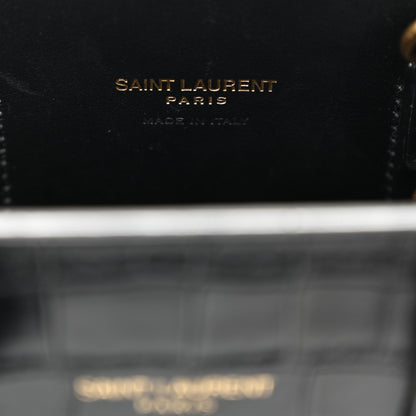 Saint Laurent Calfskin Crocodile Embossed Nano Sac De Jour Black 6 of 10