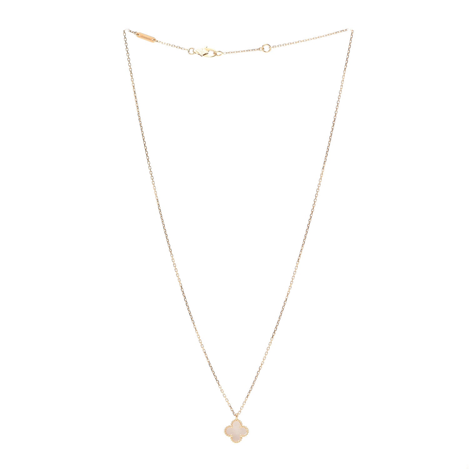 Van Cleef & Arpels 18K Yellow Gold Mother of Pearl Sweet Alhambra Pendant Necklace 3 of 8