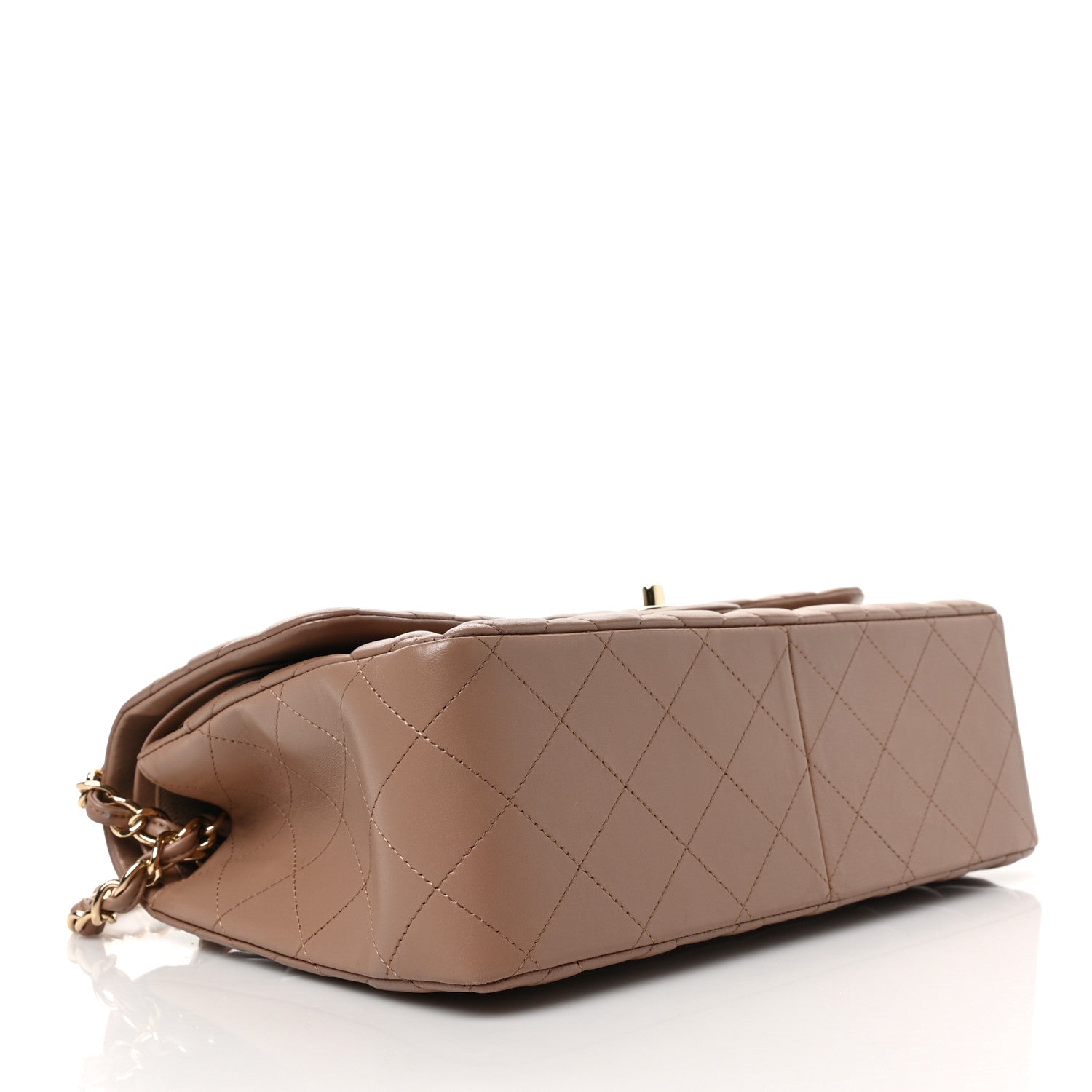Chanel Lambskin Quilted Jumbo Double Flap Dark Beige 4 of 8
