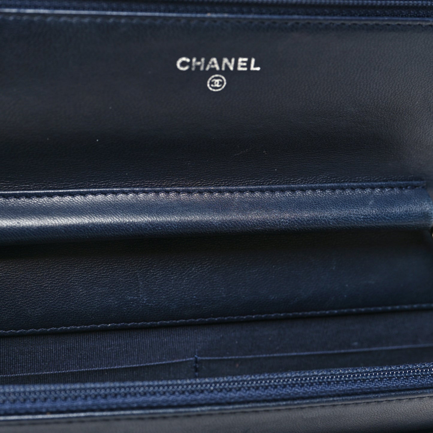 Lambskin Quilted Boy Wallet On Chain WOC Navy Blue