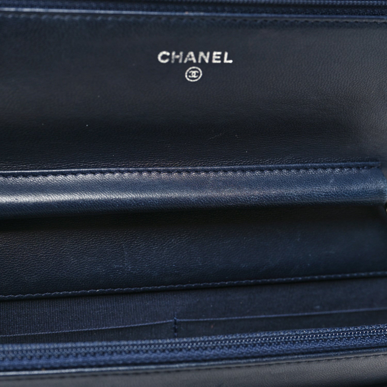 Chanel Lambskin Quilted Boy Wallet On Chain WOC Navy Blue 13 of 16