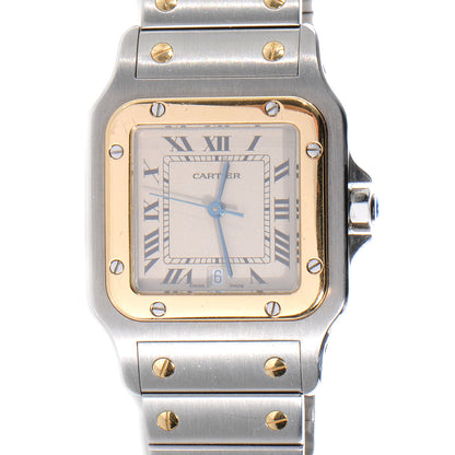 Cartier Stainless Steel 18K Yellow Gold 29mm Santos De Galbee Quartz Watch 1 of 7