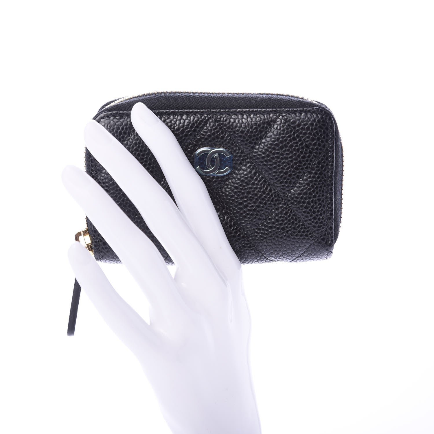 Chanel Caviar Quilted Zip Coin Purse Black 2 of 7