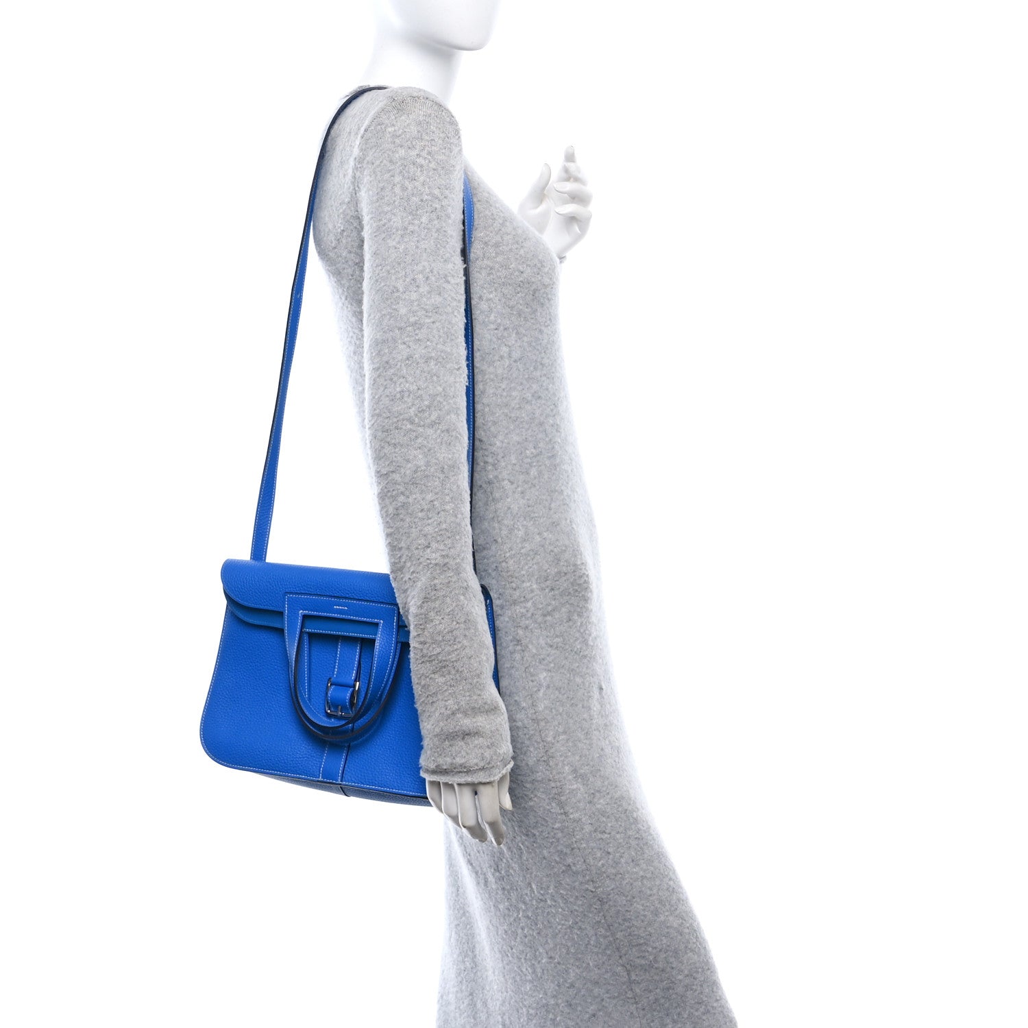 Hermes Taurillon Clemence Halzan 31 GM Bleu Zanzibar 2 of 11