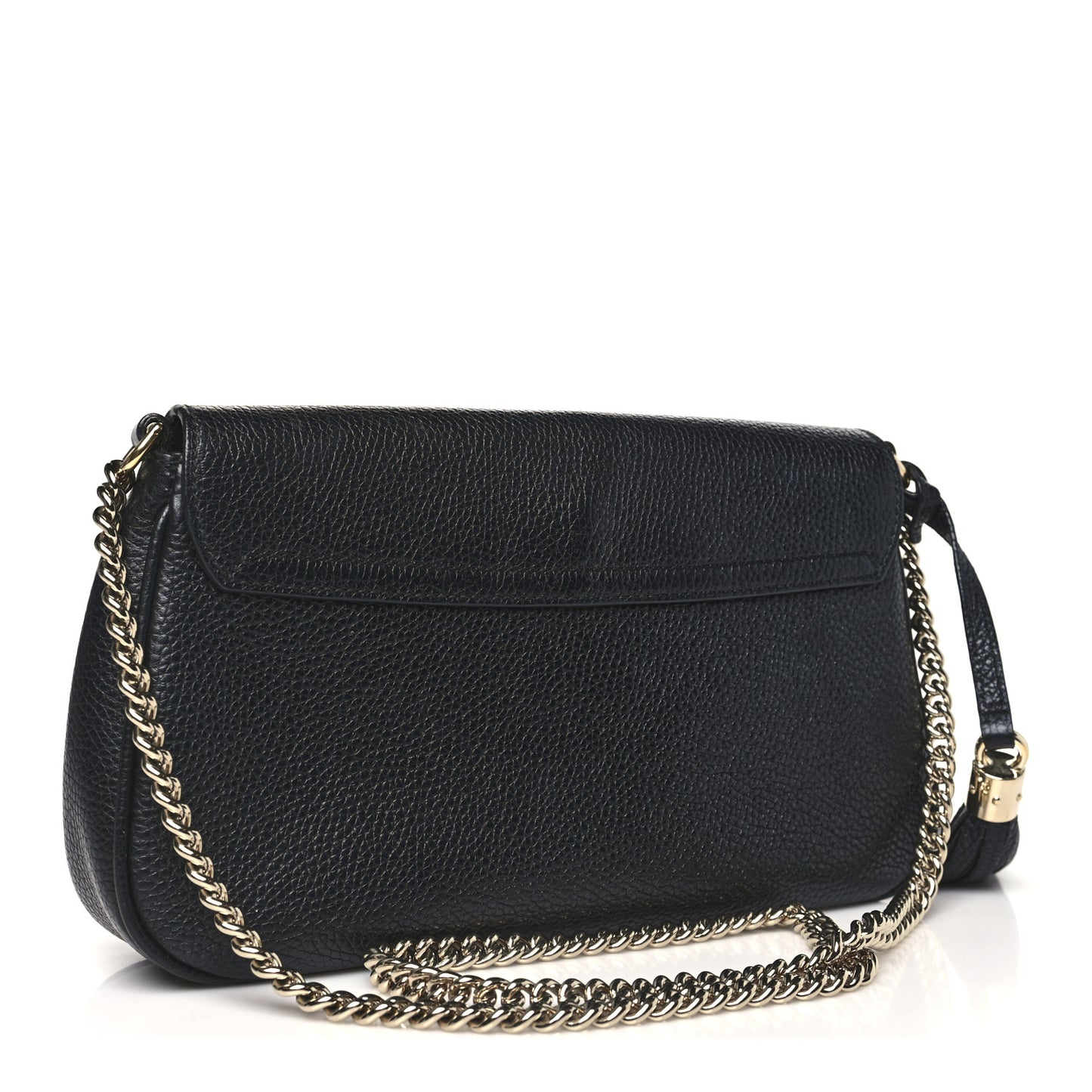 Pebbled Calfskin Medium Soho Flap Crossbody Black