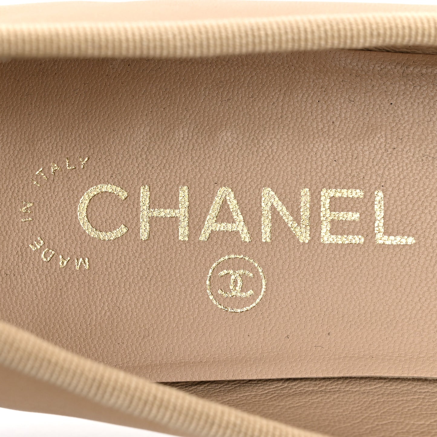Lambskin Cap Toe CC Ballerina Flats 39 Beige Black