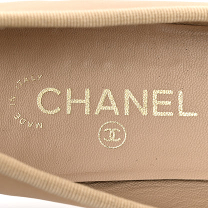 Chanel Lambskin Cap Toe CC Ballerina Flats 39 Beige Black 9 of 12