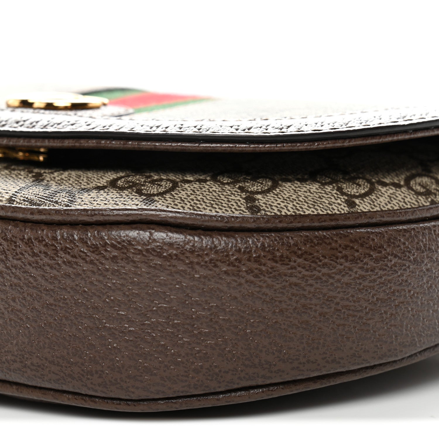 Gucci GG Supreme Monogram Textured Dollar Calfskin Web Mini Ophidia Flap Shoulder Bag Beige Ebony New Acero 9 of 10