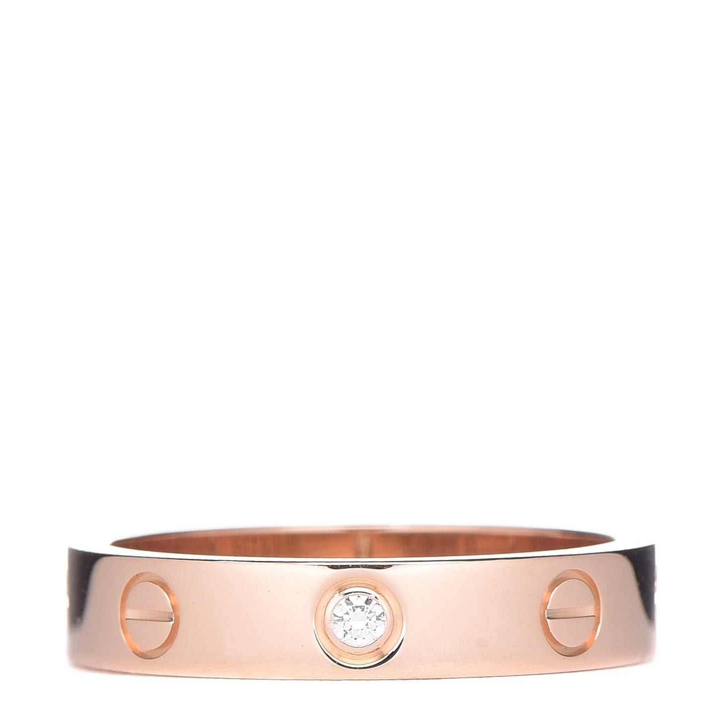 18K Pink Gold Diamond LOVE Wedding Band Ring 54 6.75