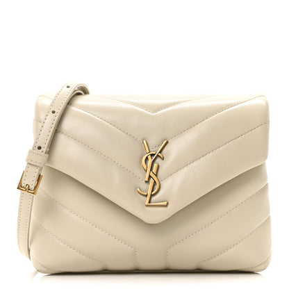 Saint Laurent Calfskin Y Quilted Monogram Toy Loulou Crossbody Bag Crema Soft 1 of 11