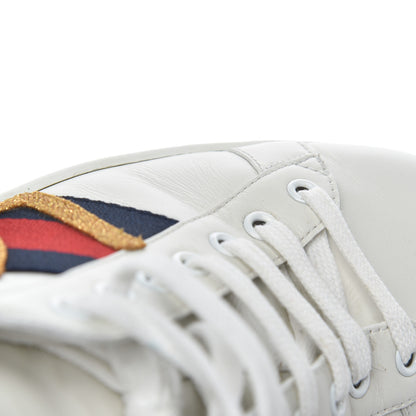 Gucci Calfskin Nappa Web LOVED Embroidered Mens Ace Sneakers 10 White Red Flame Notte 15 of 16