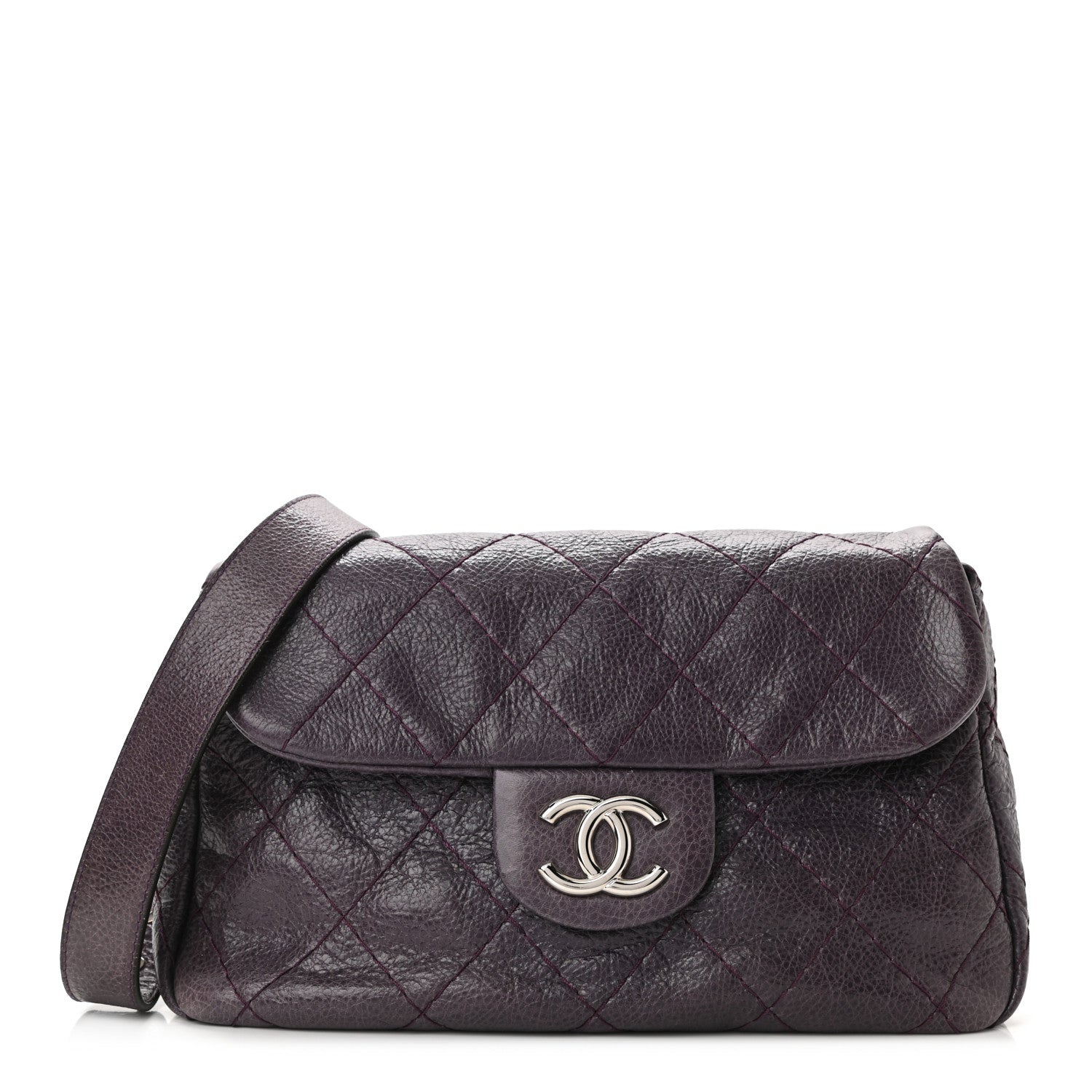 Chanel Glazed Calfskin Stitched On The Road Flap Purple 1 of 10
