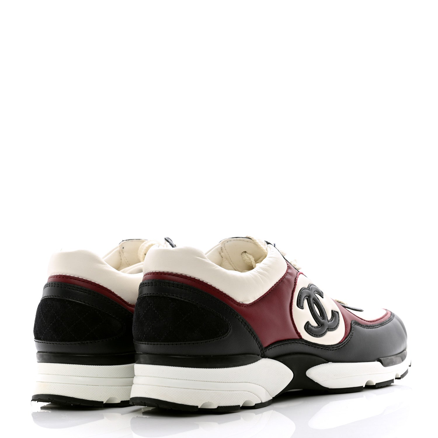 Chanel Calfskin CC Sneakers 40.5 Burgundy White 4 of 8