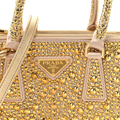 Prada Satin Crystal Mini Galleria Double Zip Tote Platino 8 of 10