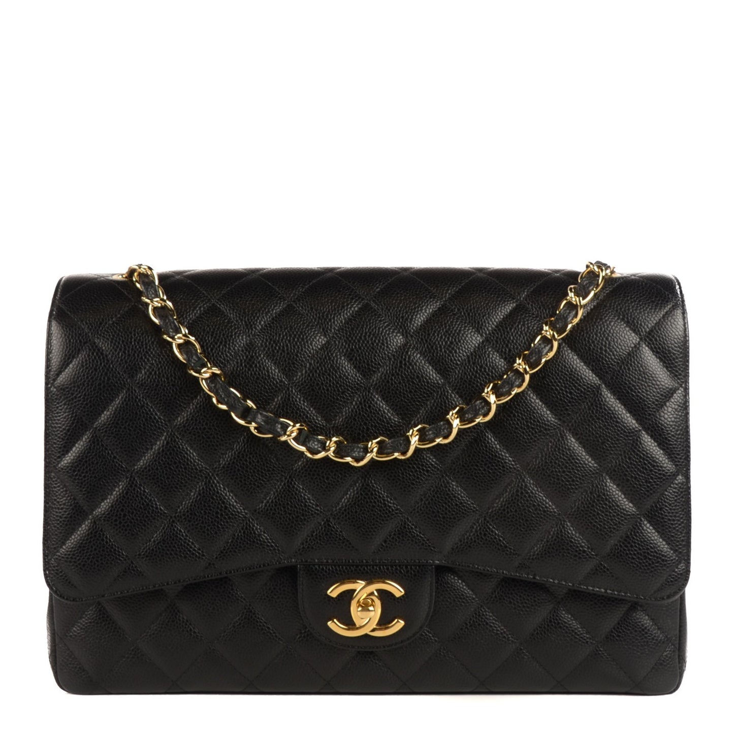 Caviar Quilted Maxi Double Flap Black