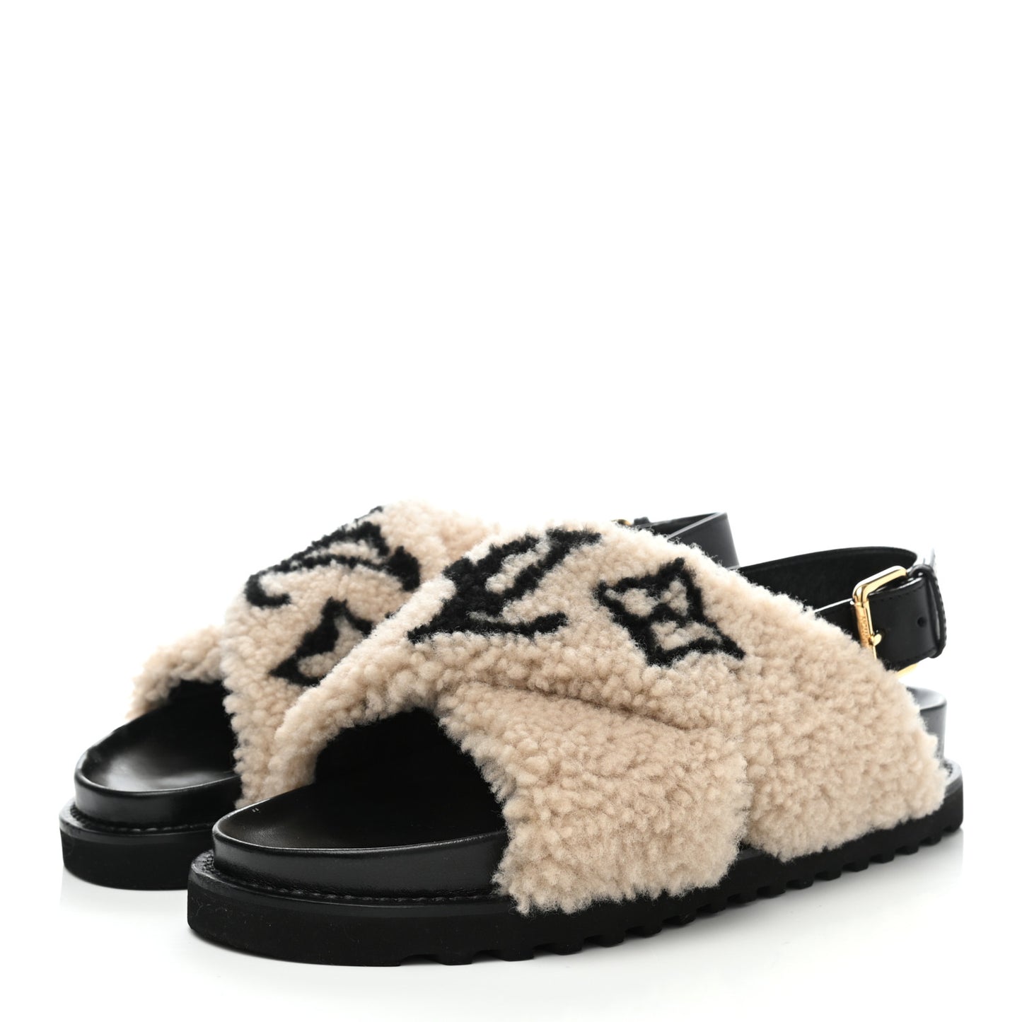 Shearling Paseo Sandals 40 Black