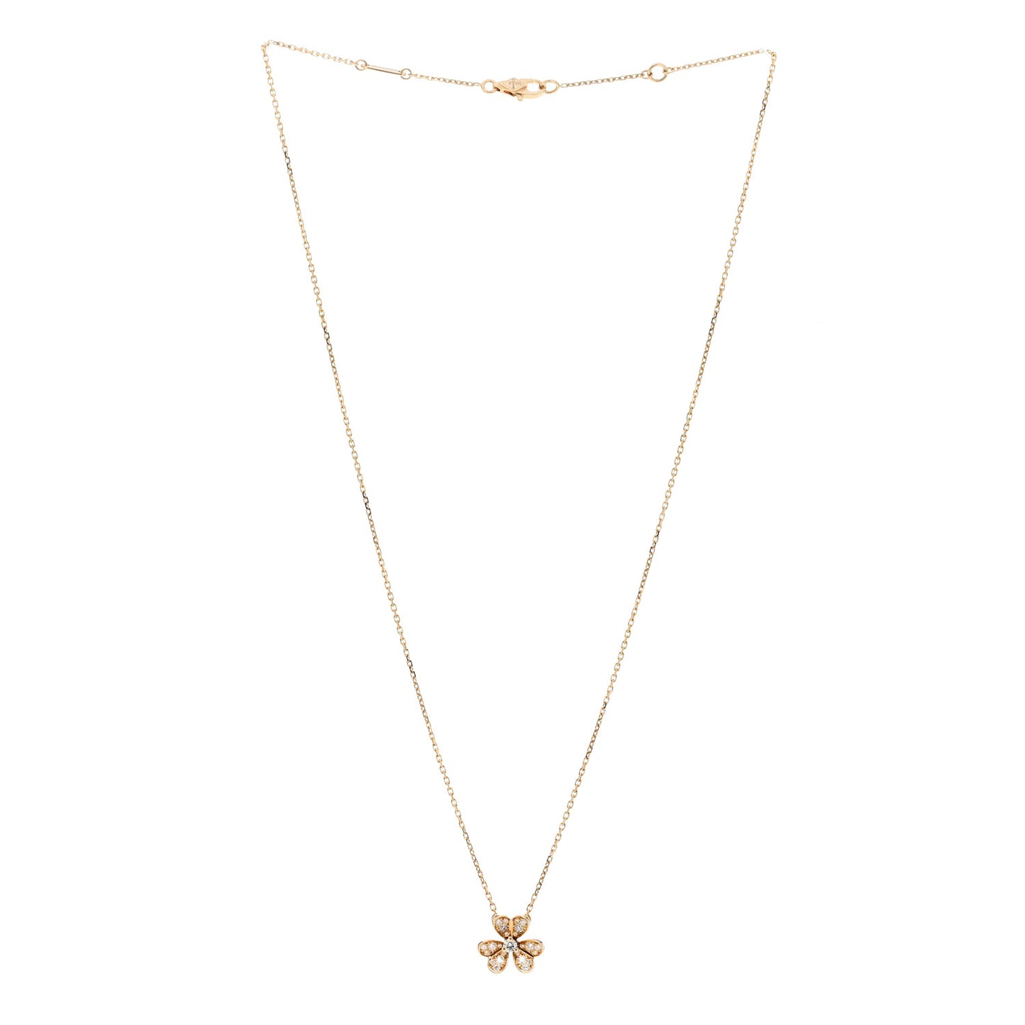 18K Yellow Gold Diamond Mini Frivole Pendant Pave Necklace