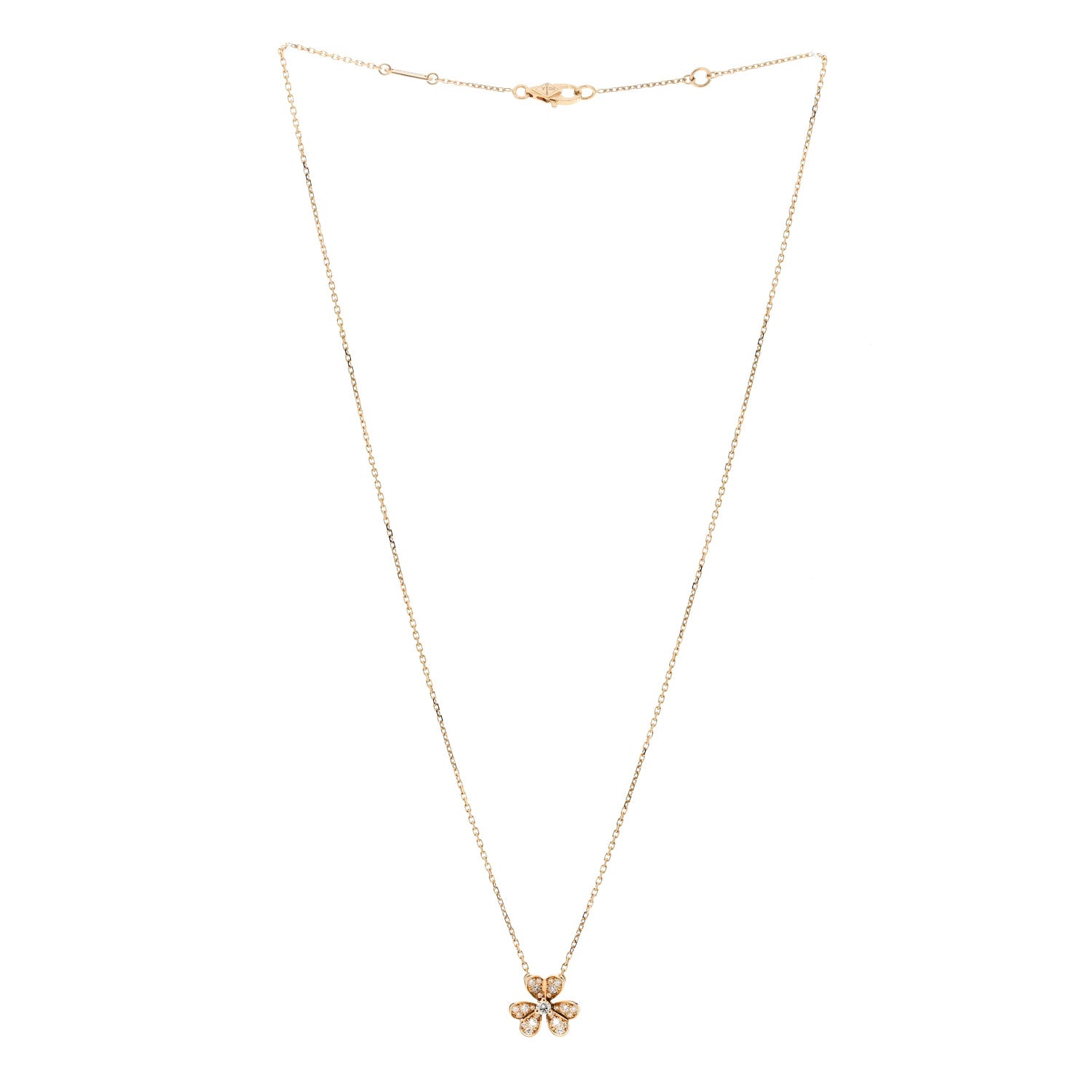 Van Cleef & Arpels 18K Yellow Gold Diamond Mini Frivole Pendant Pave Necklace 3 of 6