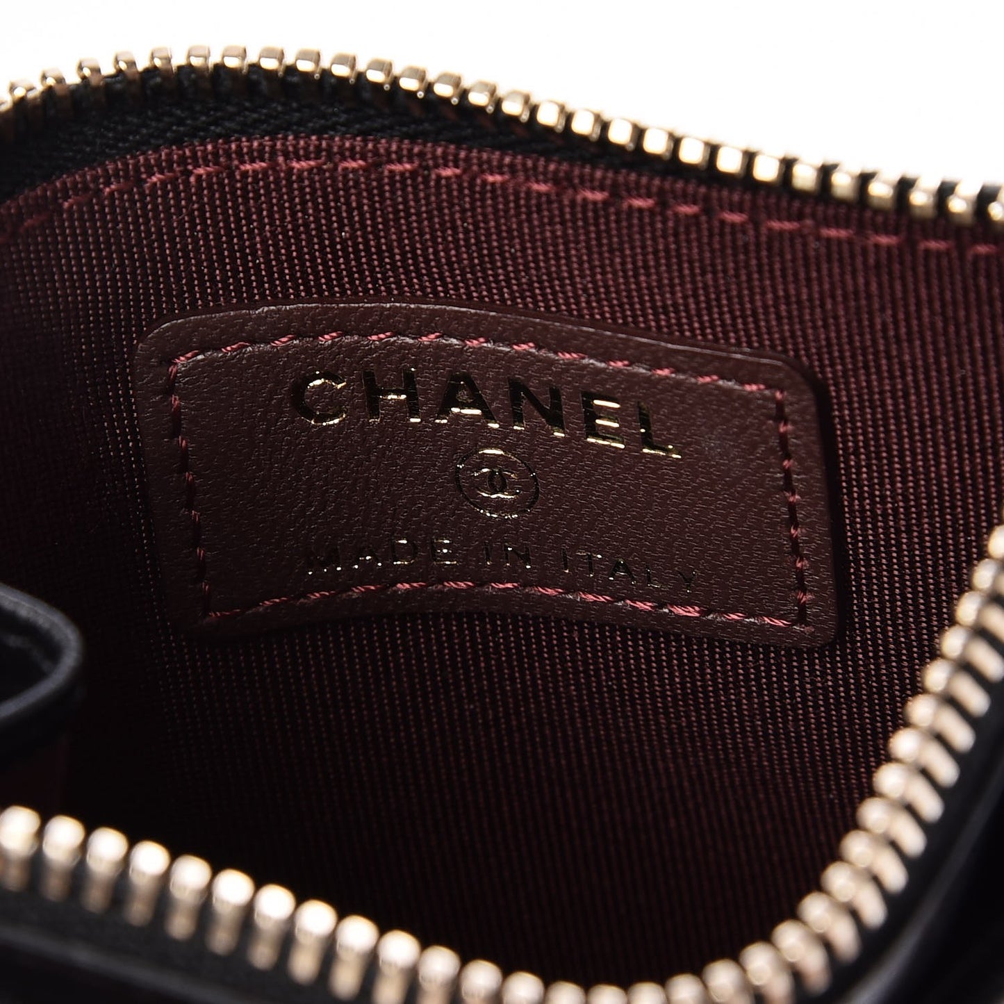 Lambskin Quilted Zip Card Holder Black