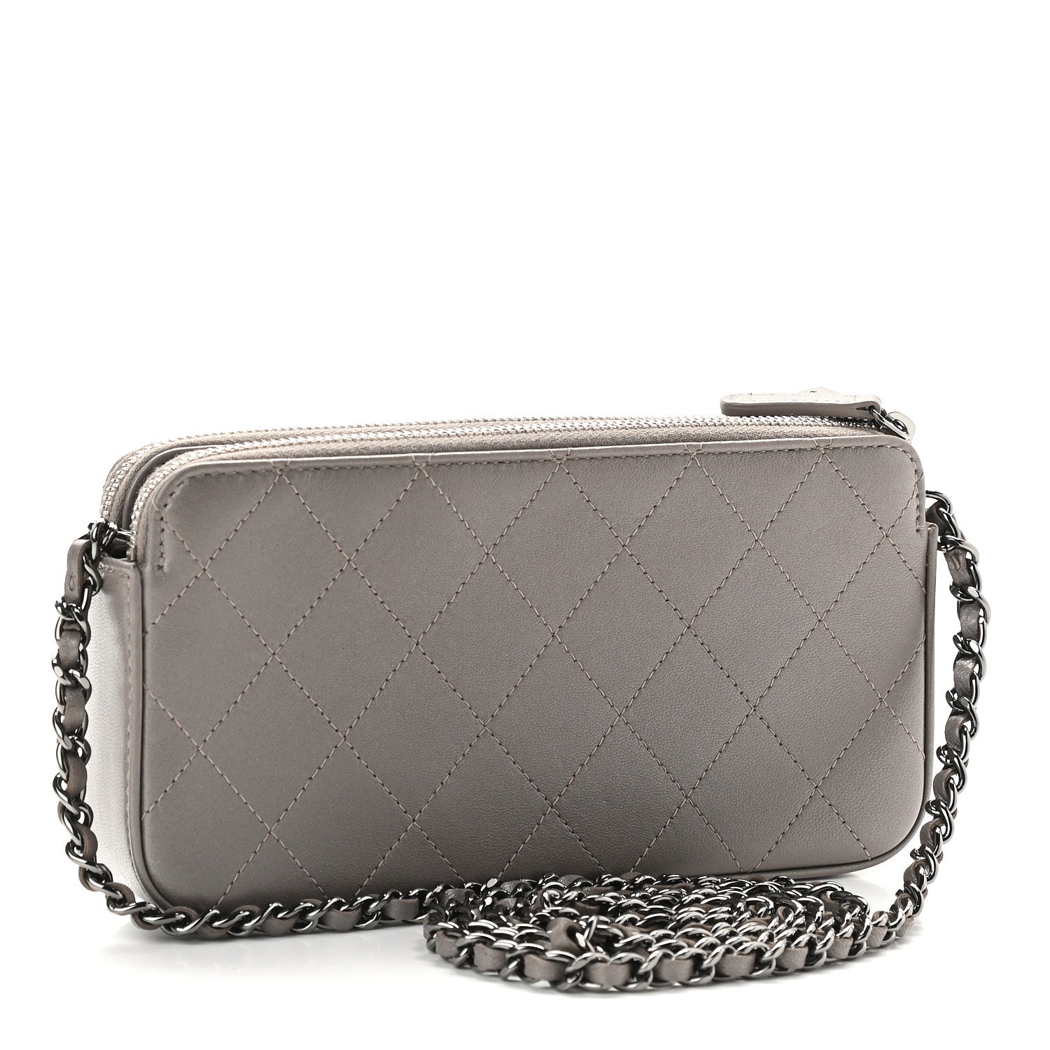 Chanel Calfskin Quilted Small Clutch With Chain Grey 2 of 13