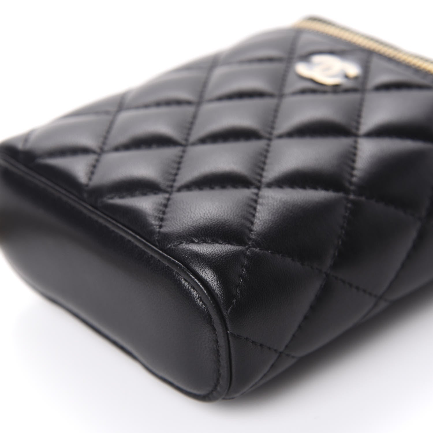 Chanel Lambskin Quilted Small Vertical Coco Beauty Vanity Case With Chain Black 6 of 10