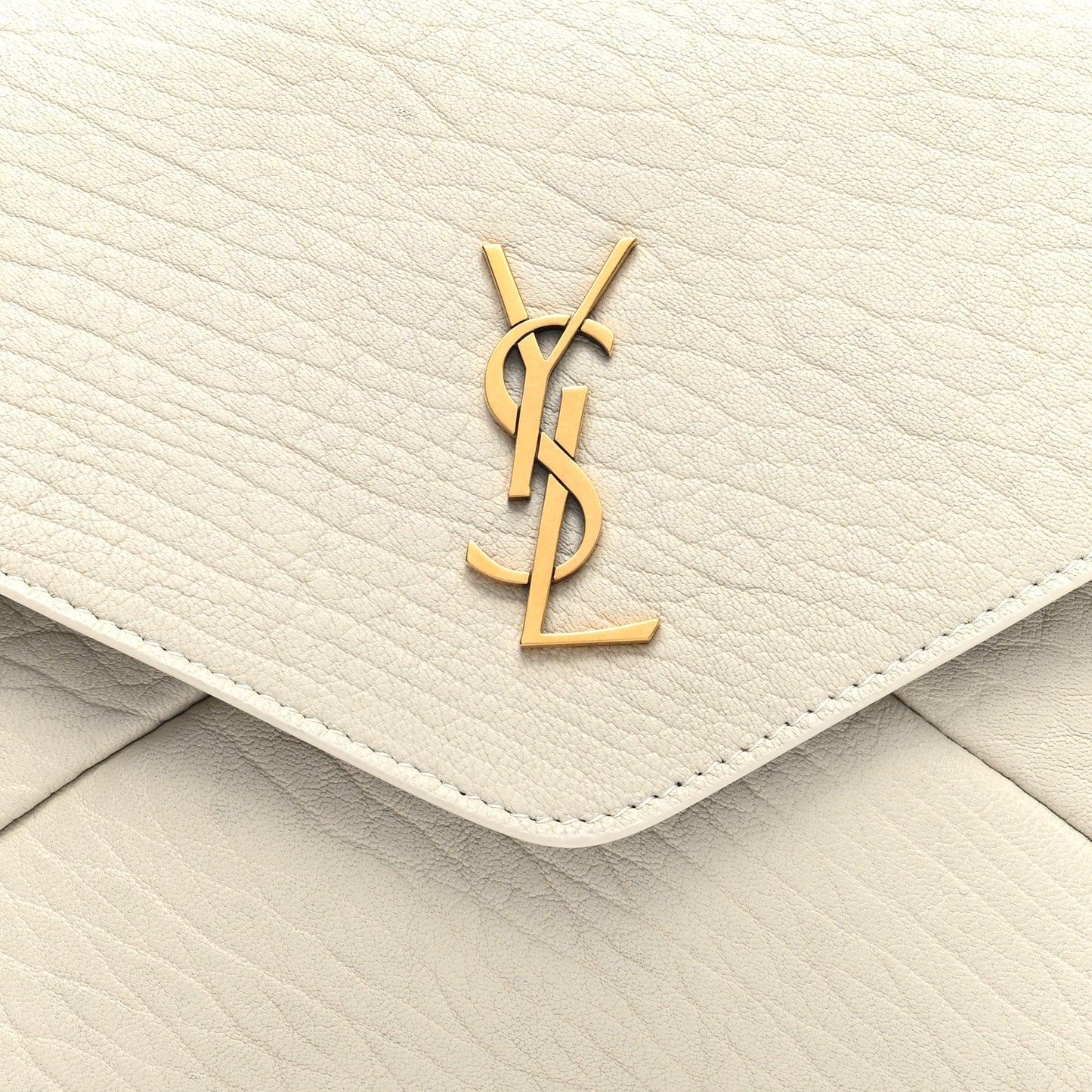Grained Lambskin Large Cassandre Envelope Pouch Blanc Vintage