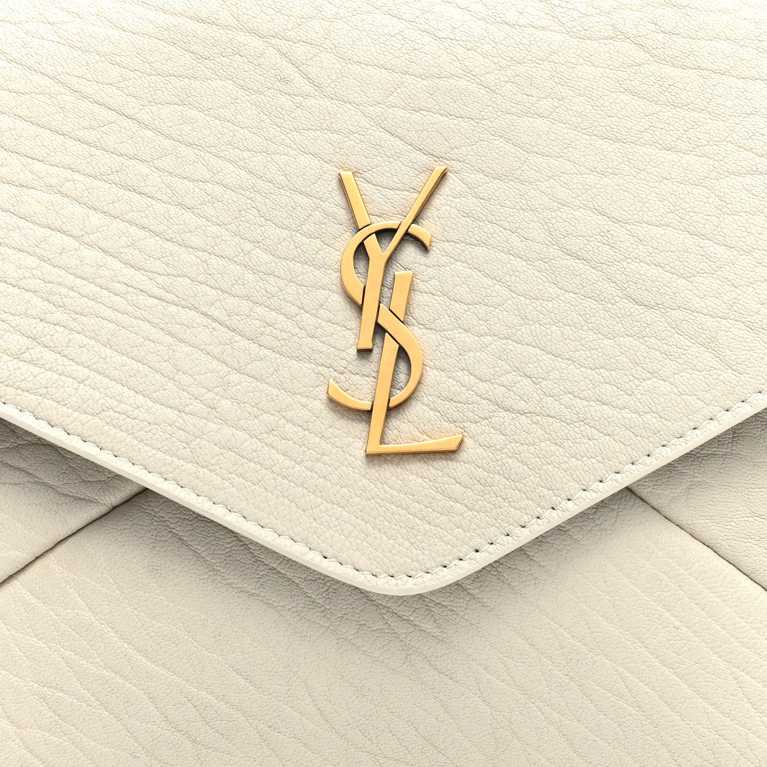 Saint Laurent Grained Lambskin Large Cassandre Envelope Pouch Blanc Vintage 7 of 9