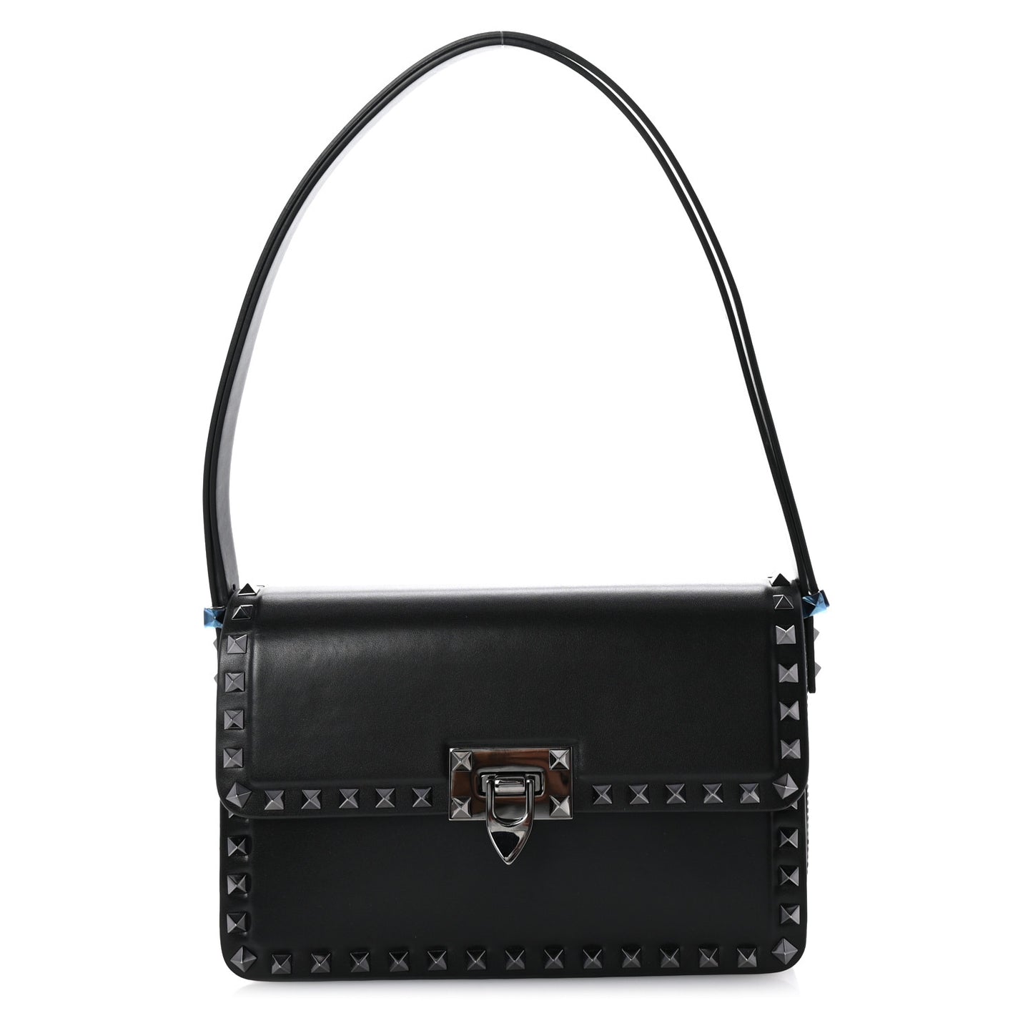 Smooth Calfskin Enamel Tonal Rockstud23 Shoulder Bag Black