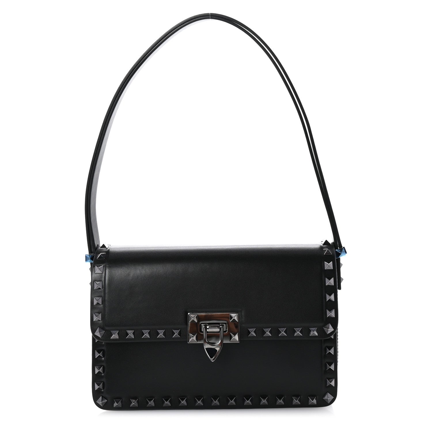 Valentino Garavani Smooth Calfskin Enamel Tonal Rockstud23 Shoulder Bag Black 1 of 9