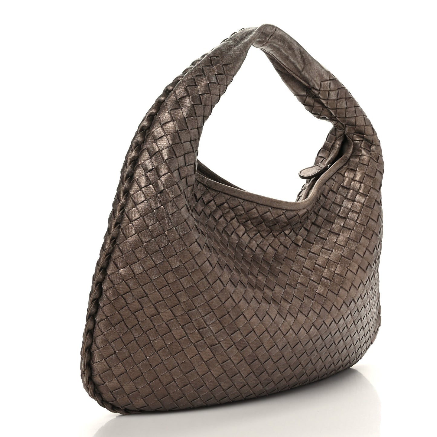 Metallic Nappa Intrecciato Medium Veneta Hobo Copper