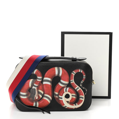 Gucci Grained Calfskin Sylvie Web Kingsnake Small Camera Bag Black Multicolor 12 of 12
