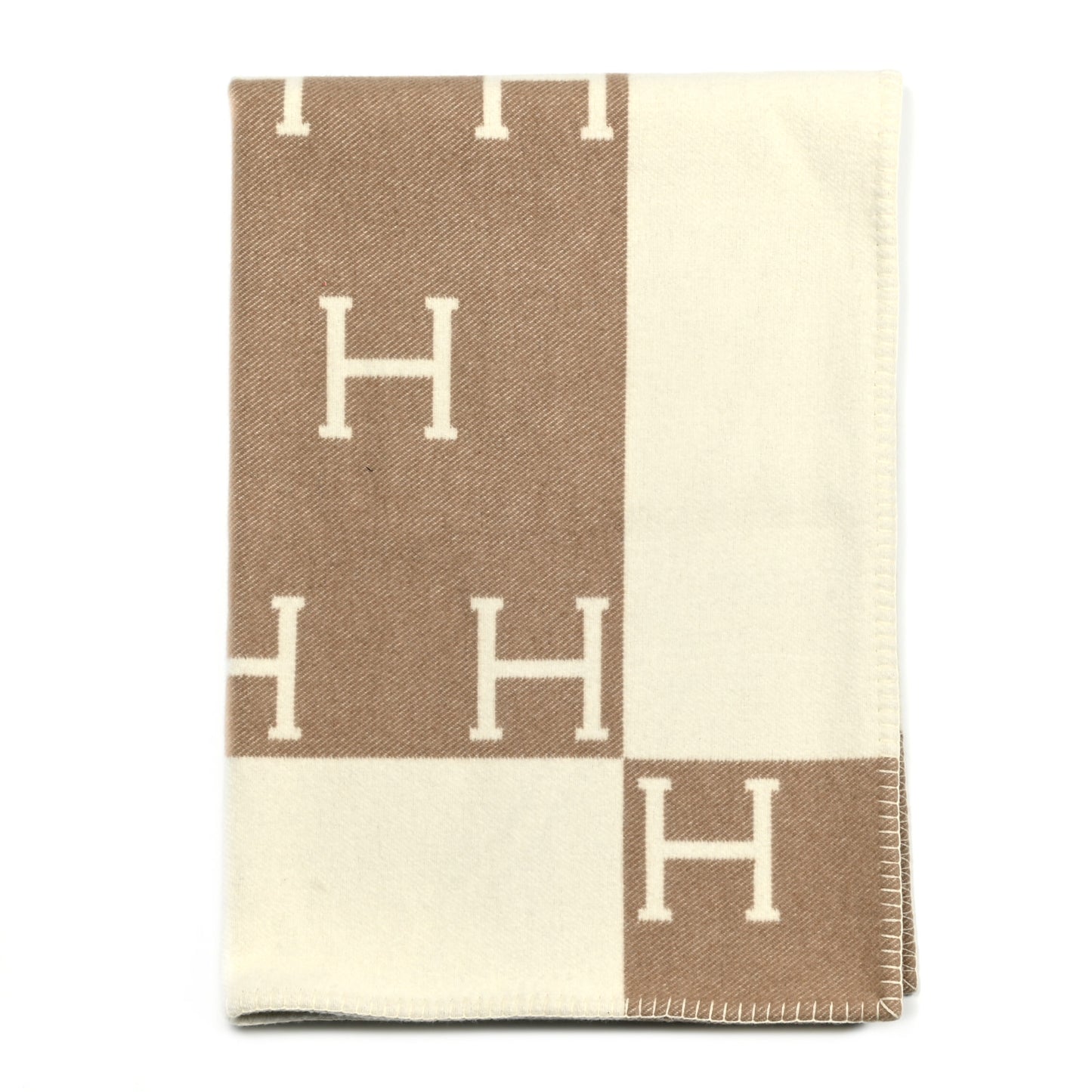 Wool Cashmere Avalon Baby Blanket Noisette Moyen White