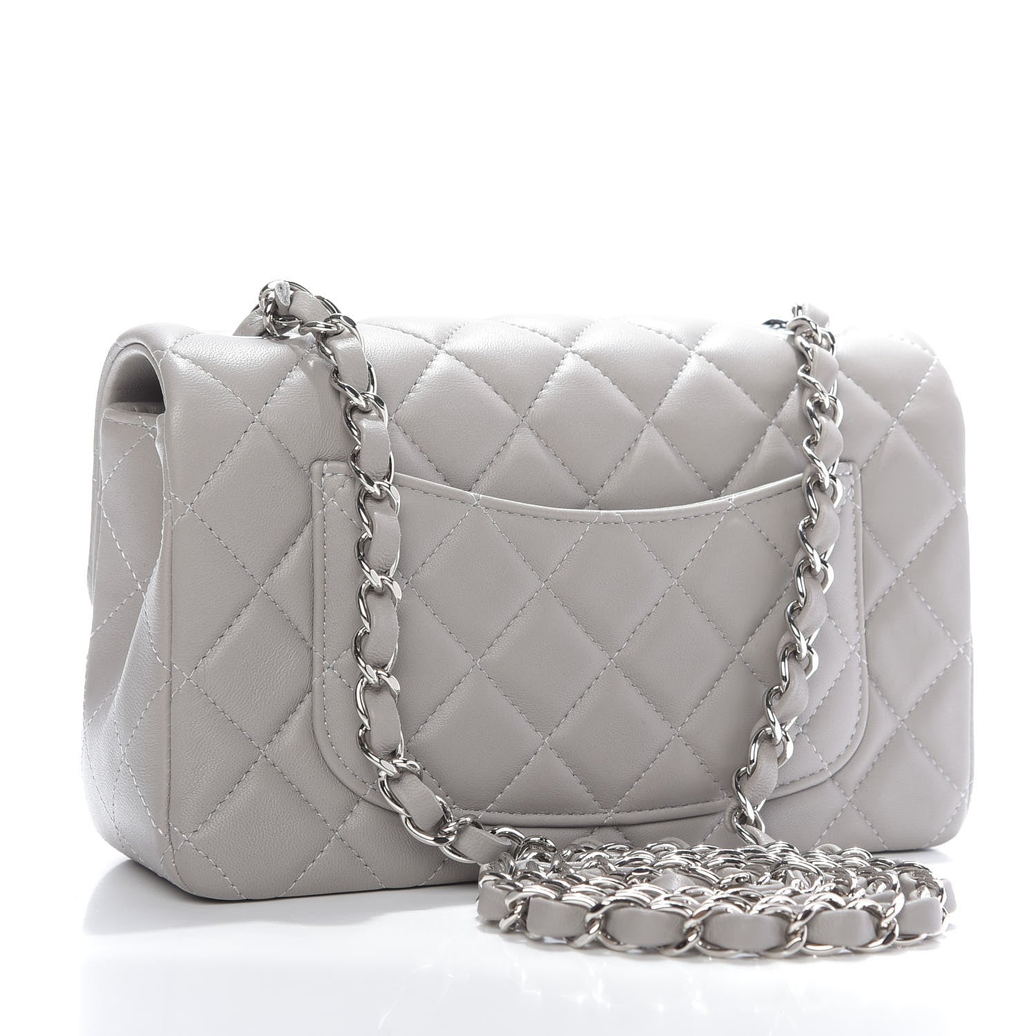 Chanel Lambskin Quilted Mini Rectangular Flap Grey 3 of 10